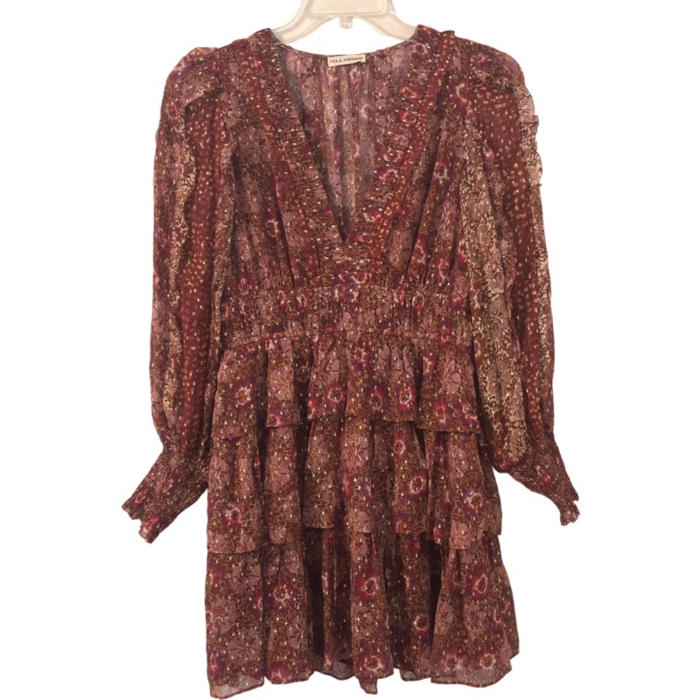 Ulla Johnson Brisa Mini Dress in Claret Patchwork Size 6 - Picture 13 of 15
